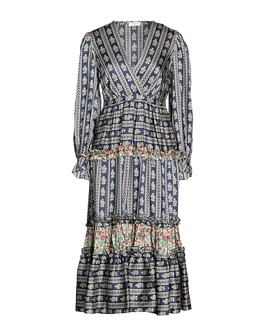 SANDRO Midi dress Midnight blue 100% Polyester, Mother-of-pearl