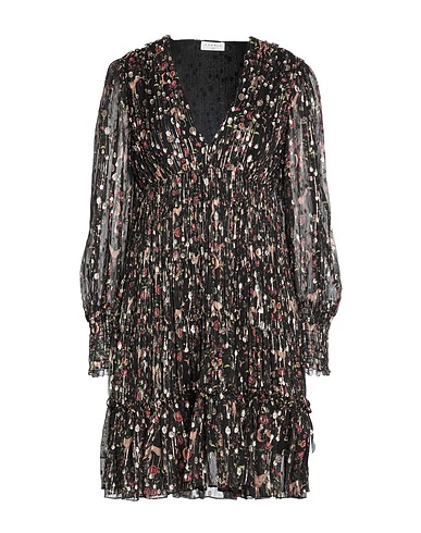 SANDRO Short dress Black 85% Silk, 15% Metallic fiber
