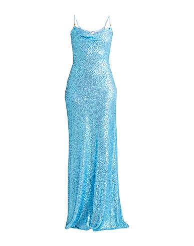 ELISABETTA FRANCHI Long dress Azure 90% Polyester, 10% Elastane
