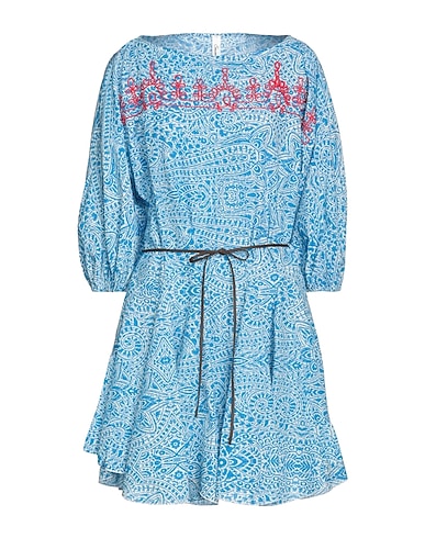 SOUVENIR Short dress Azure 100% Cotton