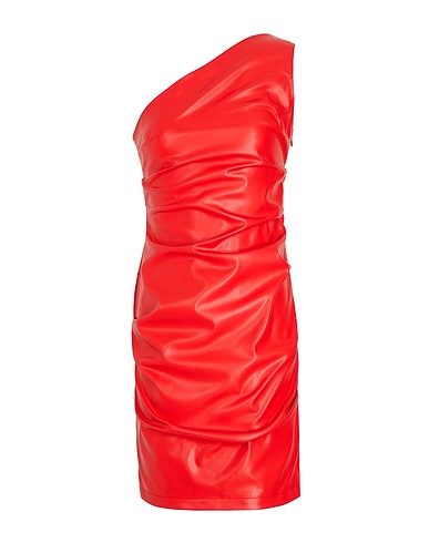 8 by YOOX Vestito corto ONE-SHOULDER MINI DRESS Rosso 50% Poliuretano, 50% Poliestere