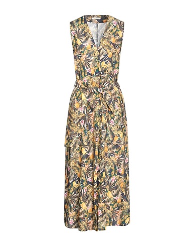 VIA MASINI 80 Long dress Blue 53% Linen, 47% Cotton