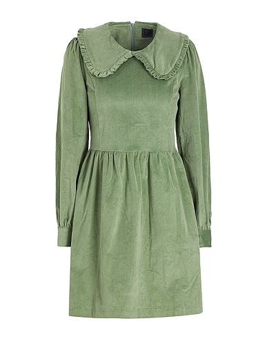 8 by YOOX Shirt dress CORDUROY SAILOR MINI DRESS Sage green 97% Organic cotton, 3% Elastane