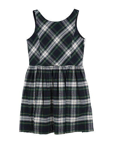 POLO RALPH LAUREN Dress Plaid Cotton Twill Dress
 Dark green 100% Cotton