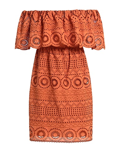 SIMONA CORSELLINI Short dress Tan 60% Polyester, 40% Cotton