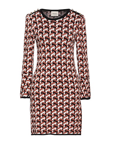 DIXIE Short dress Rust 95% Viscose, 3% Elastane, 2% Metallic fiber
