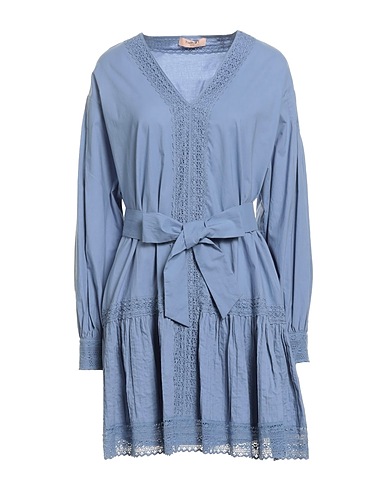 TWINSET Short dress Pastel blue 100% Cotton