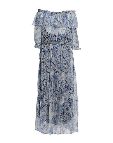 LES COPAINS Long dress Sky blue 96% Silk, 4% Polyester