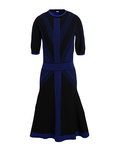 KARL LAGERFELD Midi dress 3/4 SLEEVE KNIT DRESS
 Black 50% Viscose, 50% Polyester