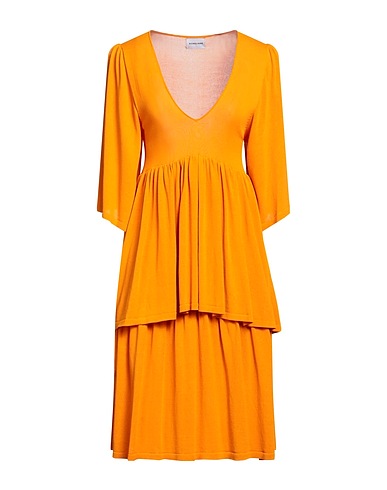 SCAGLIONE Vestito midi Giallo ocra 67% Viscosa, 33% Cotone