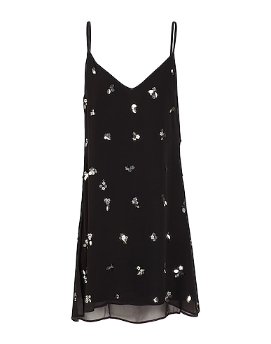 8 by YOOX Short dress HANDMADE EMBELLISSHED SLIP MINI DRESS Black 100% Polyester