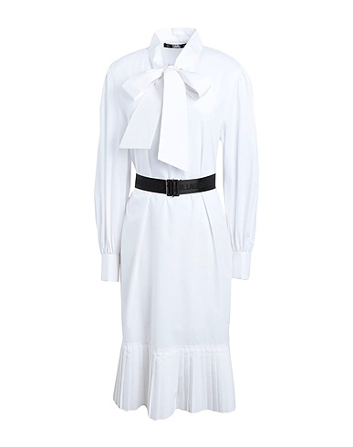 KARL LAGERFELD オフィスワンピース PLEATED HEM SHIRT DRESS
 ホワイト オーガニックコットン 100%