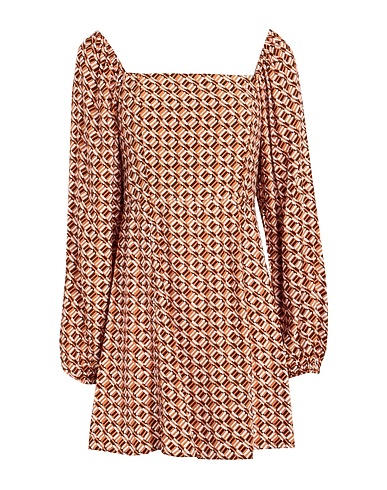 FAITHFULL Short dress BOYD MINI DRESS
 Camel 100% Rayon