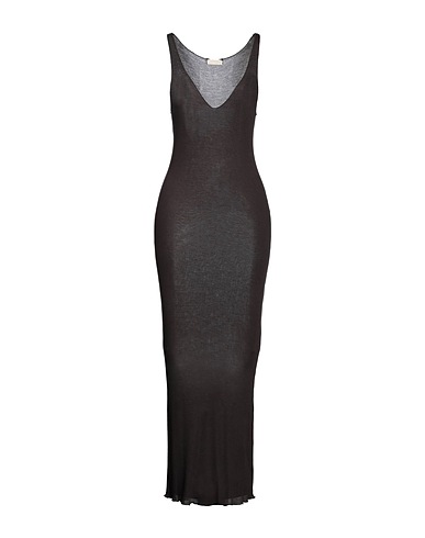 AVIÙ Midi dress Dark brown 85% Viscose, 15% Silk