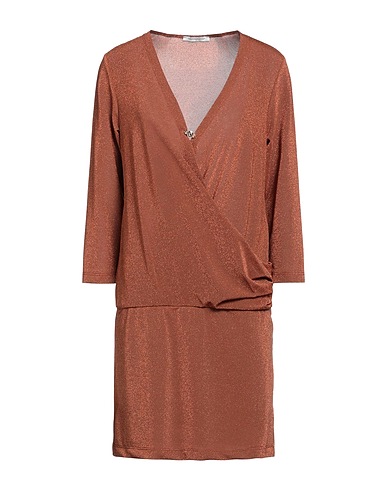 BIANCOGHIACCIO Short dress Brown 78% Polyester, 17% Polyamide, 5% Elastane