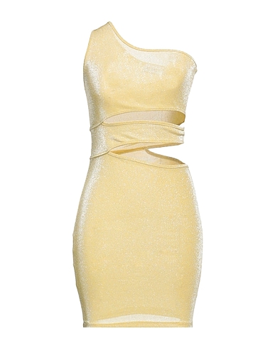 FACE TO FACE STYLE Vestito corto Giallo 70% Poliestere, 30% Fibra di metallo