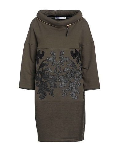 BRANCUS Vestito corto Verde militare 100% Cotone