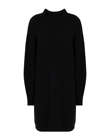 8 by YOOX Short dress KNIT RAGLAN SLEEVE MINI DRESS Black 30% Viscose, 30% Recycled polyamide, 30% Recycled wool, 10% Recycled cashmere