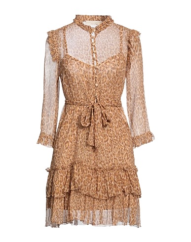 ALESSIA ZAMATTIO Vestito chemisier Khaki 100% Seta, Poliestere, Elastan