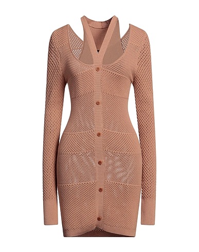 ANDREĀDAMO Short dress Camel 80% Viscose, 10% Polyester, 9% Polyamide, 1% Elastane
