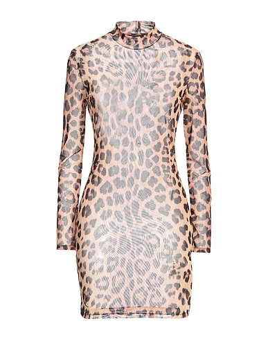 PHILIPP PLEIN Short dress Camel 85% Polyester, 15% Elastane