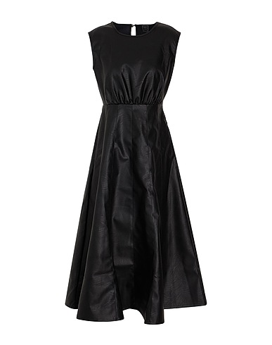 8 by YOOX Midi dress SLEEVELESS LONG DRESS Black 66% Polyurethane, 34% Viscose