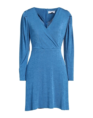 CLOSET Short dress Blue 97% Polyester, 3% Elastane