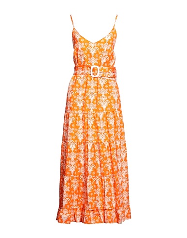 ANGELA MELE MILANO Long dress Orange 98% Cotton, 2% Elastane
