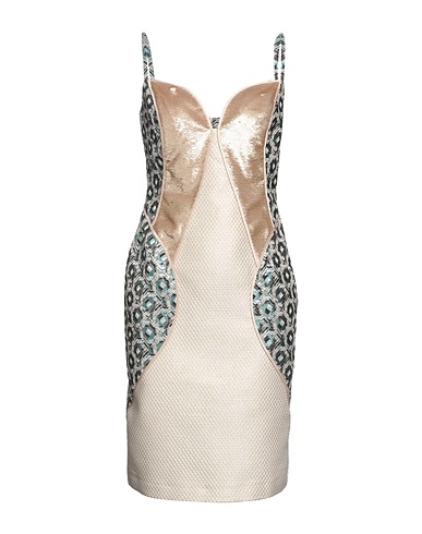 CUSTO BARCELONA Vestito corto Avorio 59% Poliestere, 28% Acetato, 13% Cotone, Fibra di metallo, Acrilico