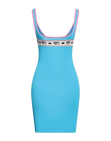 CHIARA FERRAGNI Short dress Azure 65% Viscose, 35% Polyacrylic, Cotton, Polyester, Metal
