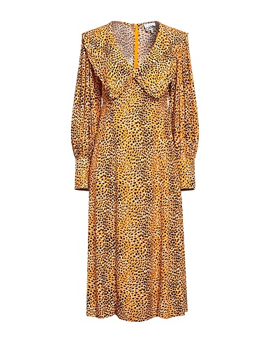 GANNI Midi dress Apricot 50% EcoVero™ viscose, 50% Viscose