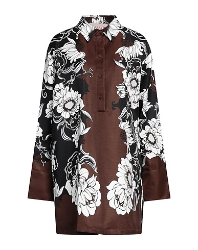 VALENTINO GARAVANI Shirt dress Dark brown 77% Cotton, 23% Silk