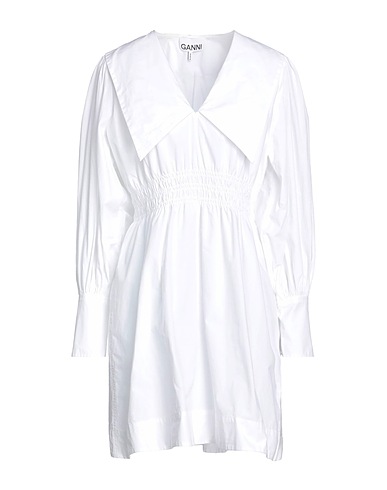 GANNI Short dress White 100% Organic cotton