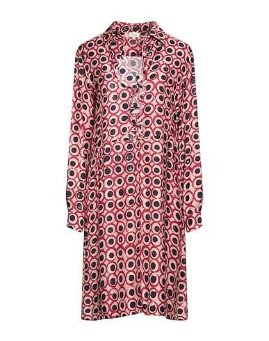 HER SHIRT HER DRESS Midi dress Burgundy 81% Viscose, 19% Silk