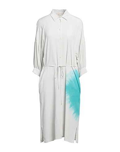 HER SHIRT HER DRESS Midi dress Light grey 60% Viscose, 40% Silk