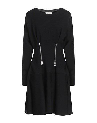 MCQUEEN Short dress Black 40% Wool, 28% Viscose, 19% Polyamide, 10% Polyester, 3% Elastane