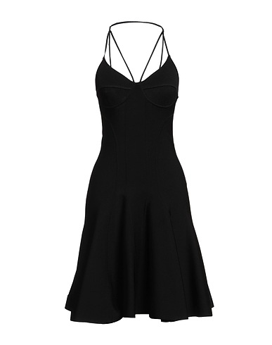 MCQUEEN Midi dress Black 71% Viscose, 15% Polyester, 13% Polyamide, 1% Elastane