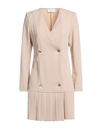 SOALLURE Short dress Beige 95% Polyester, 5% Elastane