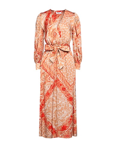 SOALLURE Long dress Beige 100% Polyester, Viscose