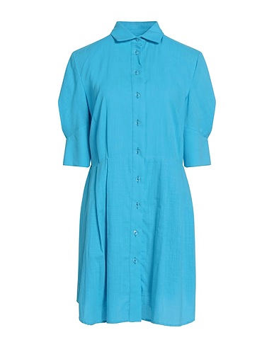 FELEPPA Shirt dress Azure 100% Cotton, Polyester, Elastane