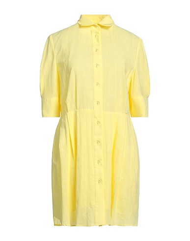 FELEPPA Vestito chemisier Giallo 100% Cotone, Poliestere, Elastan