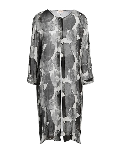 HER SHIRT HER DRESS Full-length jacket Charcoal 81% Viscose, 19% Silk