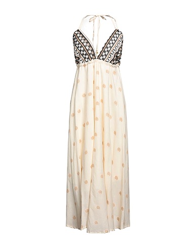 MAISON LYDIA Langes Kleid Elfenbein 65% Baumwolle, 27% Viskose, 5% Acryl, 2% Andere Fasern, 1% Polyester