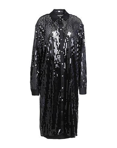 KARL LAGERFELD スパンコールドレス LONG SEQUIN TUNIC ブラック ポリエステル 100%