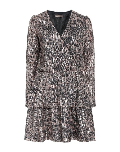 FLY GIRL Short dress Dark brown 95% Polyester, 5% Elastane