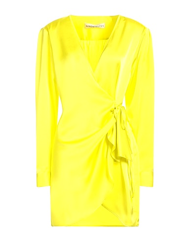 NINEMINUTES Vestito corto Giallo 97% Poliestere, 3% Elastan