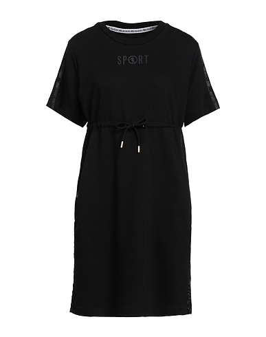BIKKEMBERGS Short dress Black 57% Polyester, 43% Cotton, Elastane