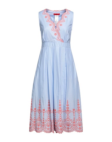 MAX&Co. Midi dress Sky blue 100% Cotton, Polyester