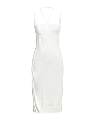 ANDREĀDAMO Midi dress Ivory 80% Viscose, 10% Polyester, 9% Polyamide, 1% Elastane