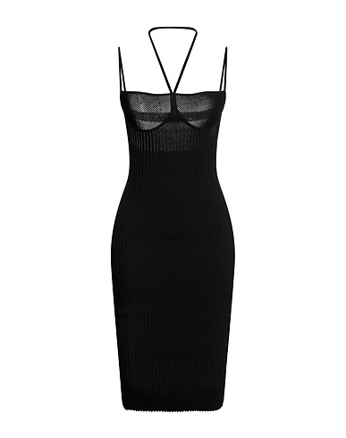 ANDREĀDAMO Midi dress NERO 80% Viscose, 10% Polyester, 9% Polyamide, 1% Elastane
